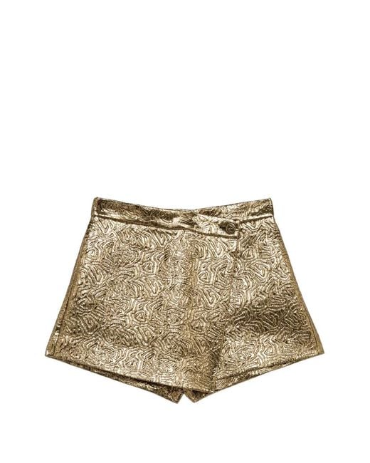 MSGM Natural Brocade-Effect Wrap Shorts