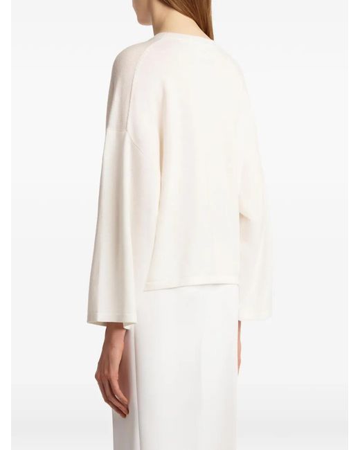 Khaite White Wool Crew-Neck Sweater