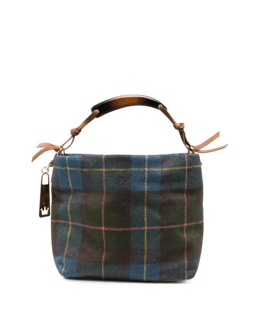 La Milanesa Blue Tartan-Check Tote Bag