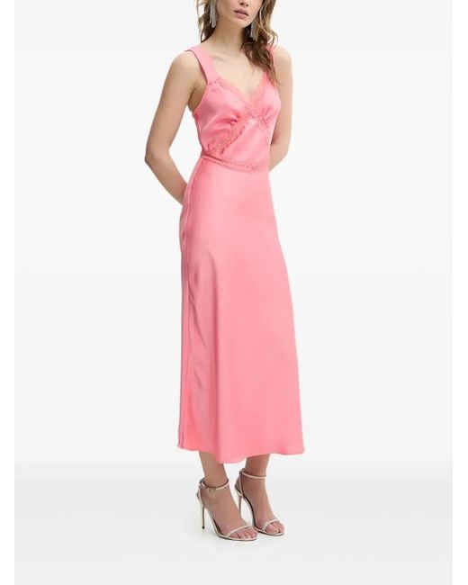 Bardot Pink Lace-Insert Slip Dress