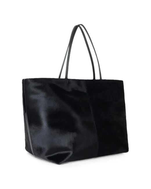Elisabetta Franchi Black Large Leather Tote Bag