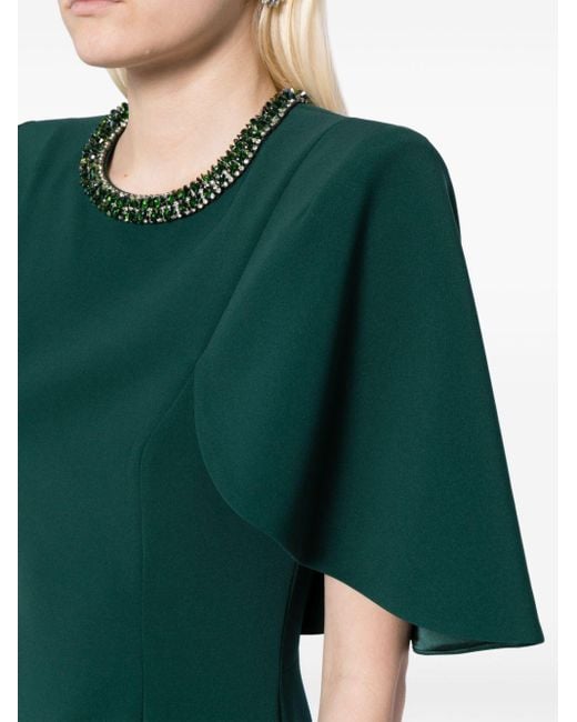 Jenny Packham Green Flirtini Crystal-embellished Midi Dress