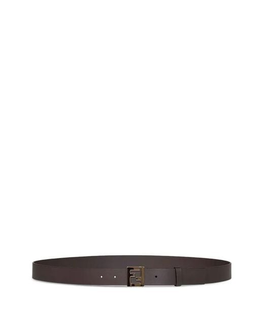 Cinturón De Cuero Con Placa Ff Fendi de hombre de color White