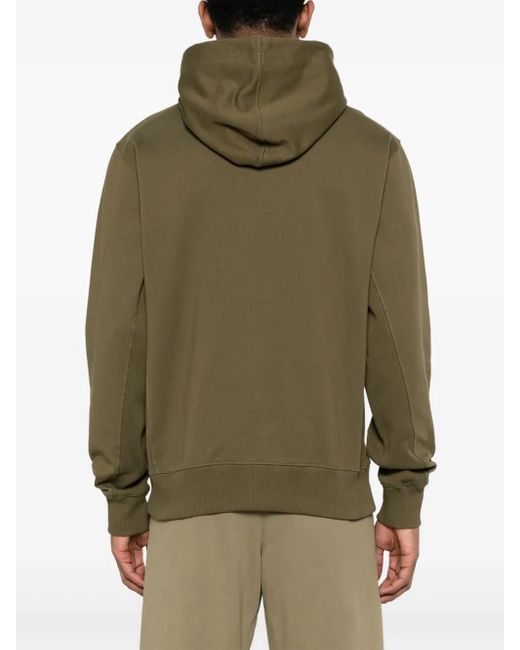 Helmut Lang Green Logo-Print Cotton Hoodie for men