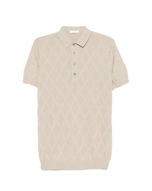 Diktat White Diamond-Pattern Knit Polo Shirt for men