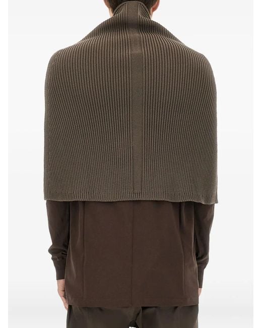 Rick Owens Brown Ribbed Scarf for men