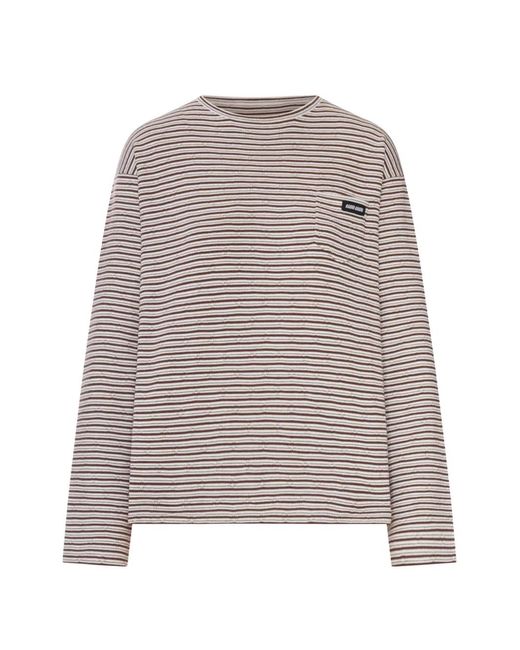 Miu Miu White Striped Cotton Sweater