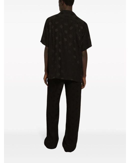 Camicia DG con monogramma jacquard di Dolce & Gabbana in Black da Uomo