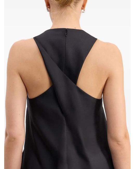 Loulou de Saison Black Paloma Twisted Silk Midi Dress