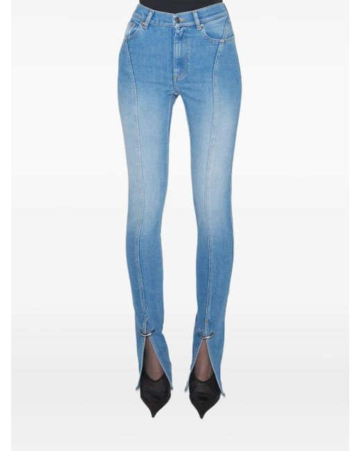 Mugler Split-Hem Seam-Detail Jeans in Blue Lyst Australia