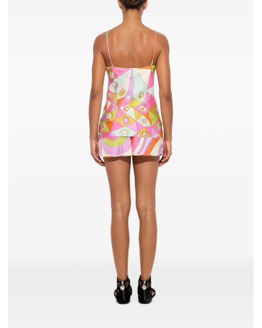 Emilio Pucci Pink Occhi-Print Silk Top