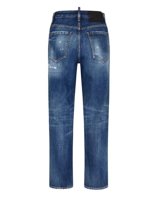 DSquared² Blue Cotton Jeans With A Ripped Design