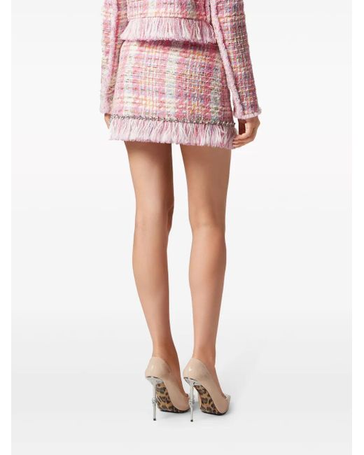 Philipp Plein Pink Tweed Mini Skirt