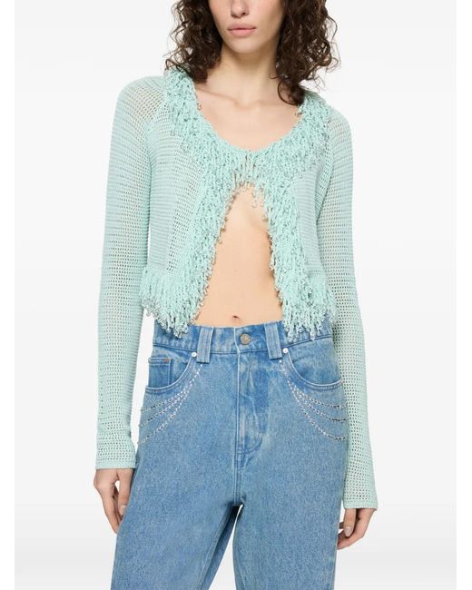 Paris Georgia Blue Fringed Fishnet Cardigan