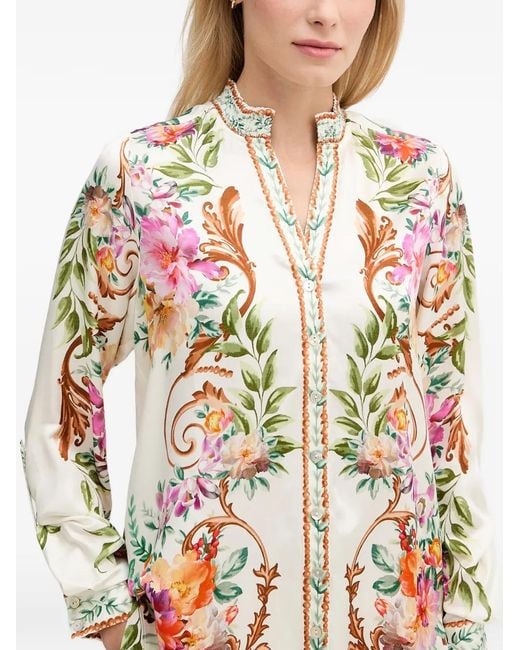 Hale Bob Red Floral-Print Shirt