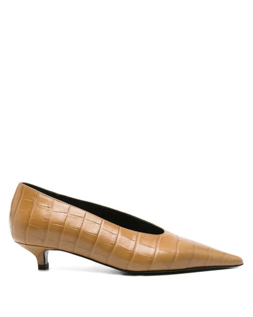 Totême Brown 20Mm Croc-Embossed Pointed-Toe Pumps