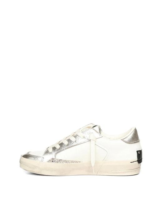Crime London White Sk8 Deluxe Glitter-Detail Sneakers