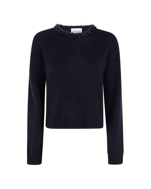 Semicouture Blue Denny Bead-Embellished Sweater