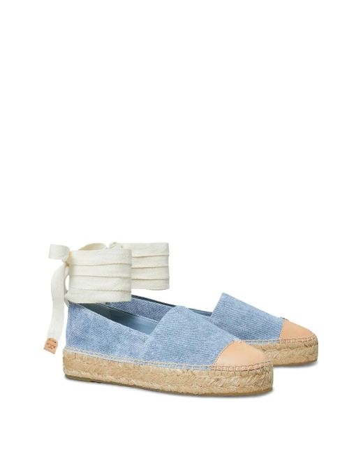 Tory Burch Blue Leather Espadrilles