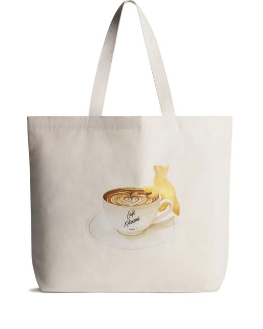 Café Kitsuné White Graphic-Print Tote Bag for men