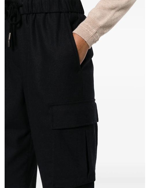 Peserico Black Drawstring-Waistband Cropped Track Pants