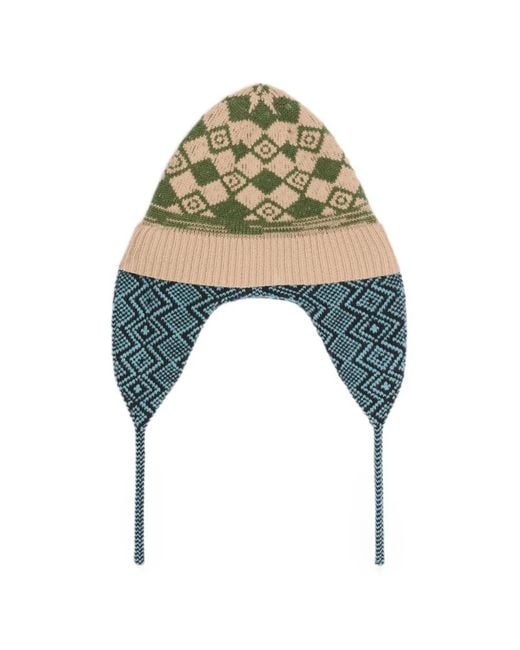 Dries Van Noten Blue Jacquard Wool Hat for men
