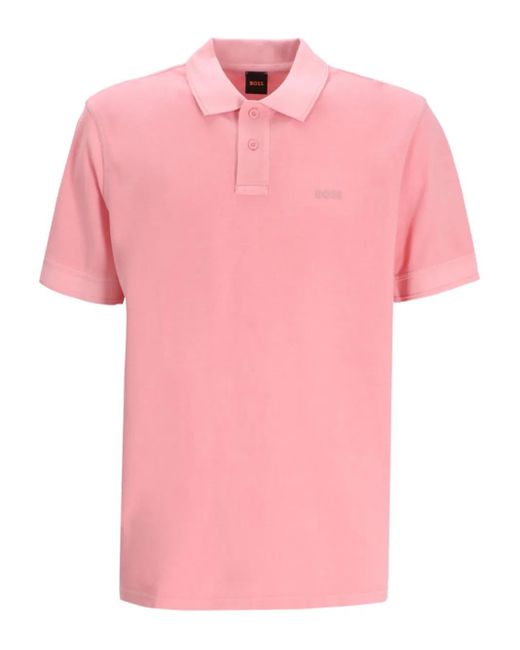 Boss Pink Cotton Polo Shirt for men