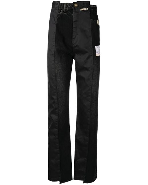 Maison Mihara Yasuhiro Black Panelled Straight-Leg Jeans for men
