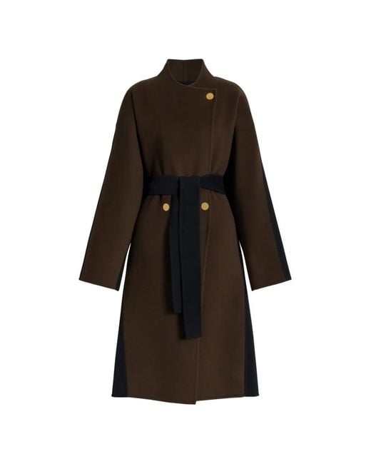 Abrigo A Paneles Con Cinturón Alberta Ferretti de color Brown