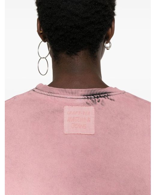 Moschino Pink Logo-Print Twill T-Shirt
