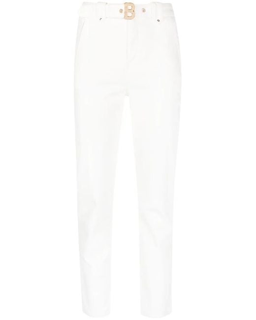 Blugirl Blumarine White Belted Cropped Skinny Trousers