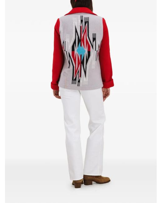 Fortela Red Patterned Button-Fastening Jacket