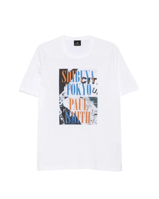 Paul Smith White Graphic-Print T-Shirt for men
