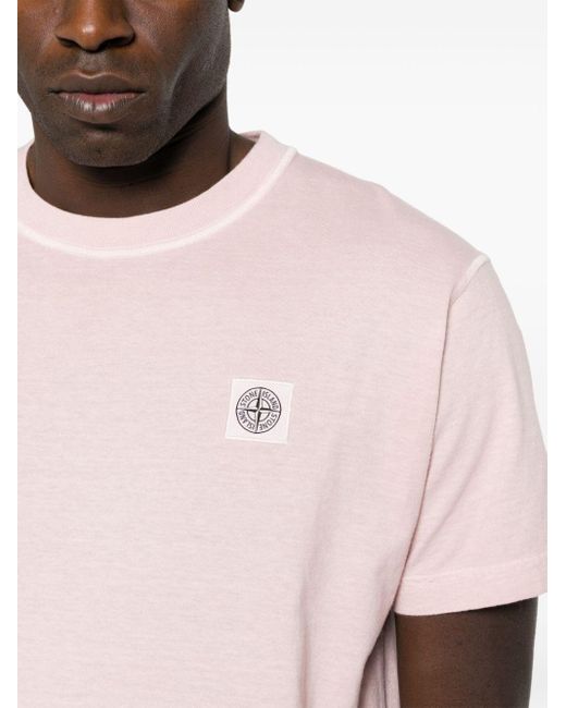 Stone Island Katoenen Jersey T-shirt in het Pink voor heren