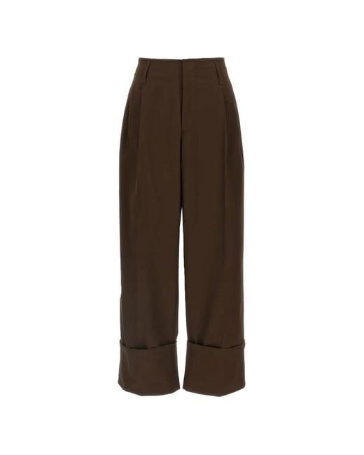 DARKPARK Brown Diana Belt-Loop Turn-Up Trousers