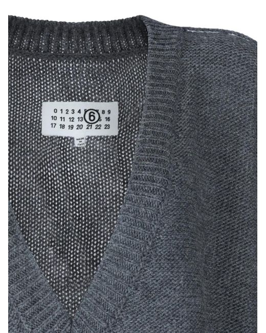 MM6 by Maison Margiela Gray V-Neck Sweater
