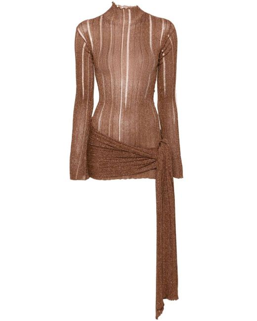 AYA MUSE Brown Naku Open-Knit Minidress