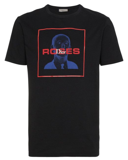 Dior Homme Black Roses Cotton T Shirt for men