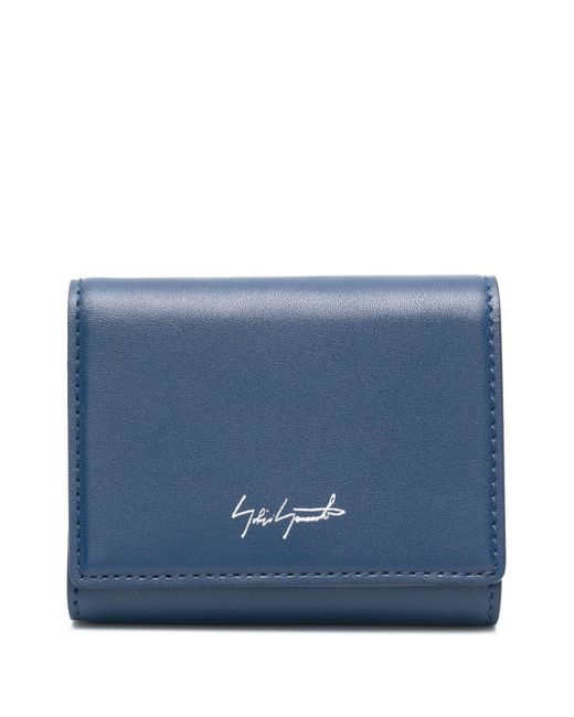 Portefeuille en cuir à logo imprimé Discord Yohji Yamamoto en coloris Blue