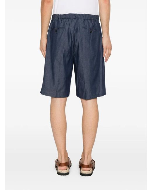 Hevò Blue Pleated Drawstring Shorts for men