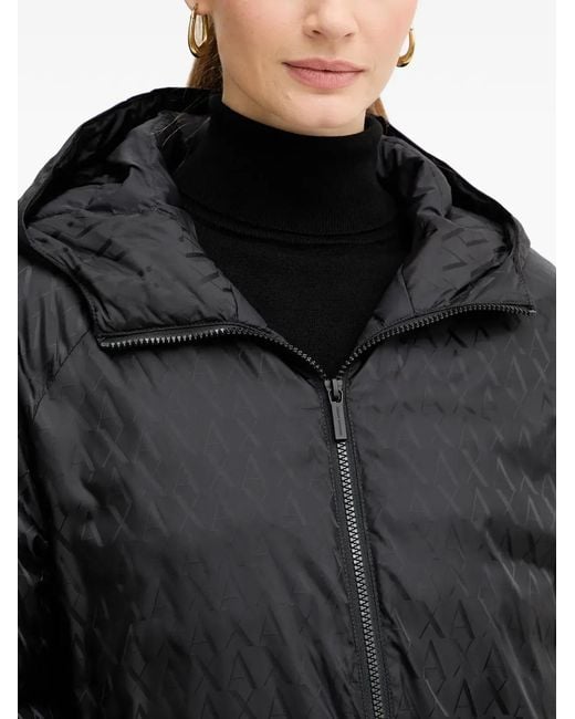 ARMANI EXCHANGE Black Hooded Patterned Jacket