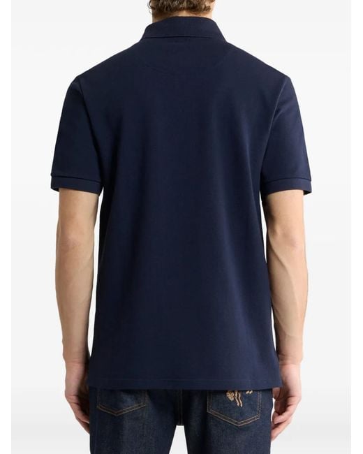 Etro Blue Embroidered-Logo Polo Shirt for men