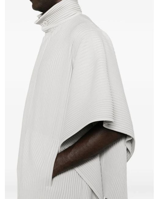 Homme Plissé Issey Miyake White Motion Blur Pleated Jacket for men
