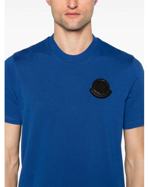 Moncler T-Shirt mit Logo-Patch in Blue für Herren