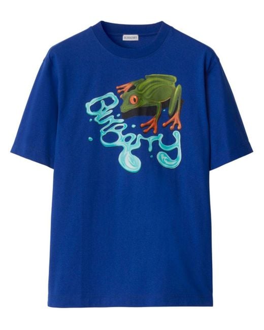Burberry Blue Frog Crew-neck Cotton T-shirt for men