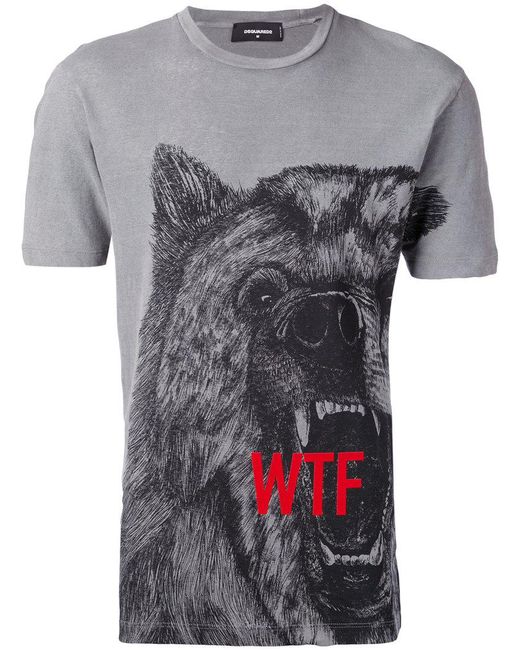 DSquared² Gray Bear Print T-shirt for men