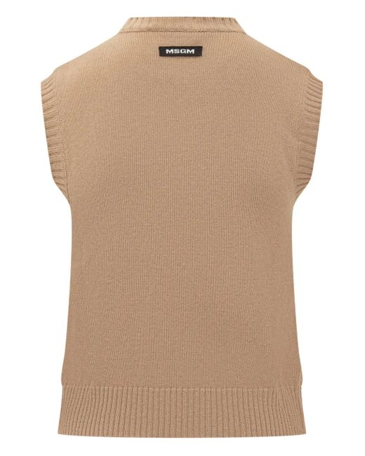 MSGM Green Diamond-Pattern Sleeveless Top