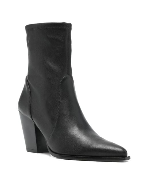Stuart Weitzman Black 85Mm Pointed Ankle Boots