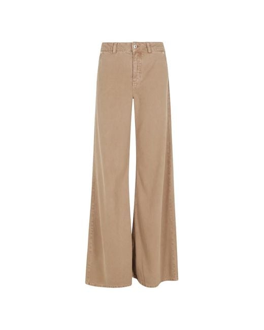 Blumarine Natural Button Wide-Leg Jeans