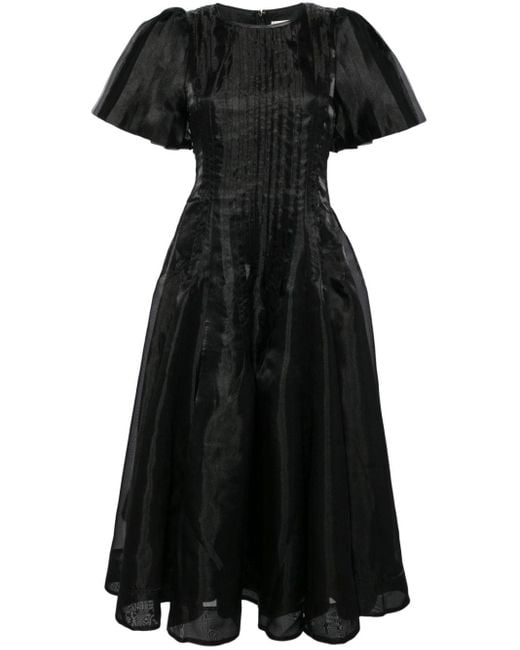 Aje. Black Nova Organza Midi Dress